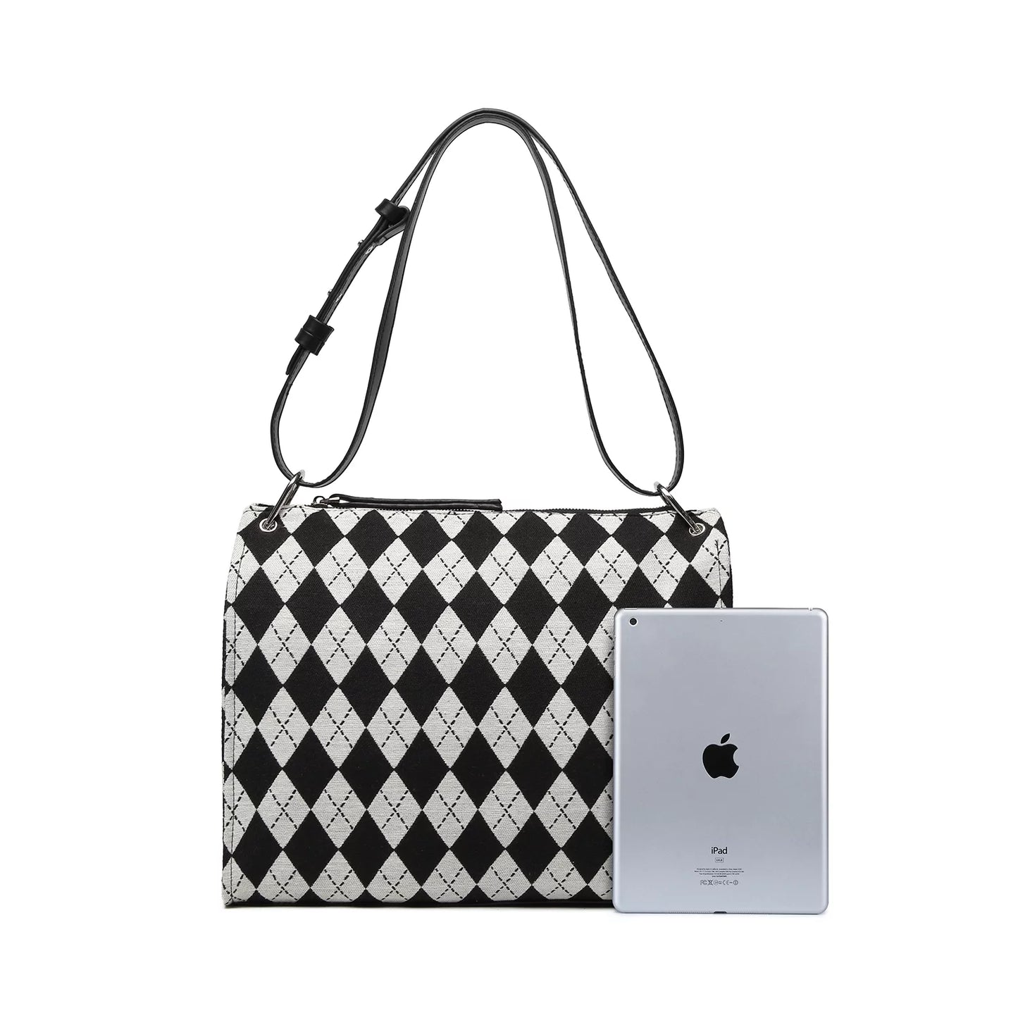 Black and off-white checkerboard pattern handbag Ladies Shoulder Bag clutch handbag