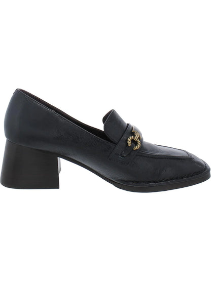 Tory Burch Womens Perrine Leather Square Toe Loafer Heels