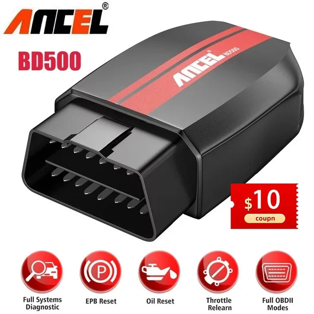 Ancel BD500 Wireless Car Scanner Fits for VW Audi Skoda Saddle VAG Vehicles Bluetooth OBD2 Scanner Code Reader Check All Systems Oil Reset EPB Reset Throttle Learning Automotive Diagnostic Scan Tool