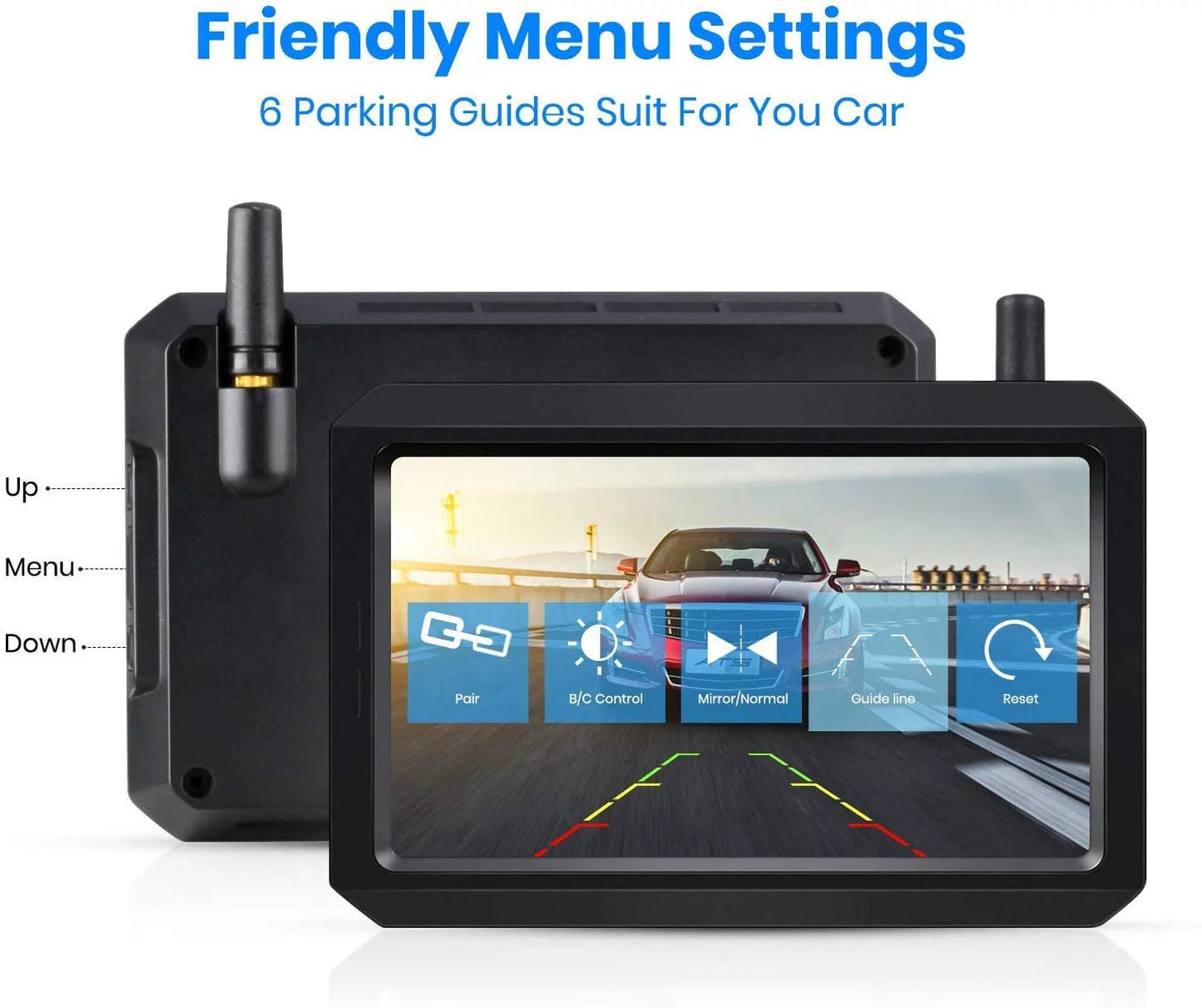 AUTO-VOX W7PRO Wireless Back Up Camera, 5" TFT Monitors Trailer Rear View Cam Systems, Dual Camera Channels with 2.4G Stable Digital Signal for Car, Truck, RV,Camper