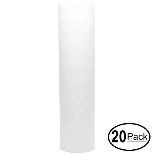 20-Pack Replacement for Woder UDF 2-Stage Polypropylene Sediment Filter - Universal 10-inch 5-Micron Cartridge for Woder UDF 2-stage Undercounter Fluoride Water Filtration System - Denali Pure Brand