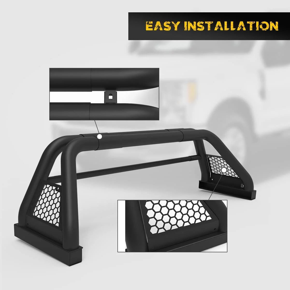 62.9-74.7" Adjustable Truck Roll Sport Bar Chase Rack Bed Bar Fit For 2019-2023 Ford Ranger