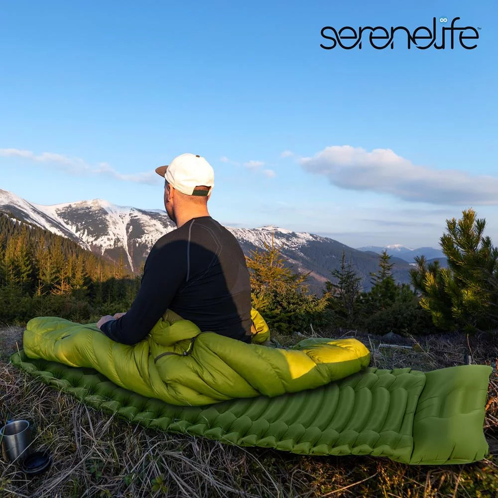 SereneLife Backpacking Air Mattress Sleeping Pad - Self Inflating Waterproof Lightweight, (Blue)