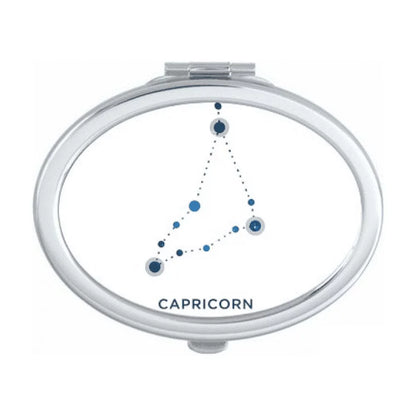 Capricorn Constellation Sign Zodiac Oval Mirror Portable Fold Hand Makeup Double Side Glasses