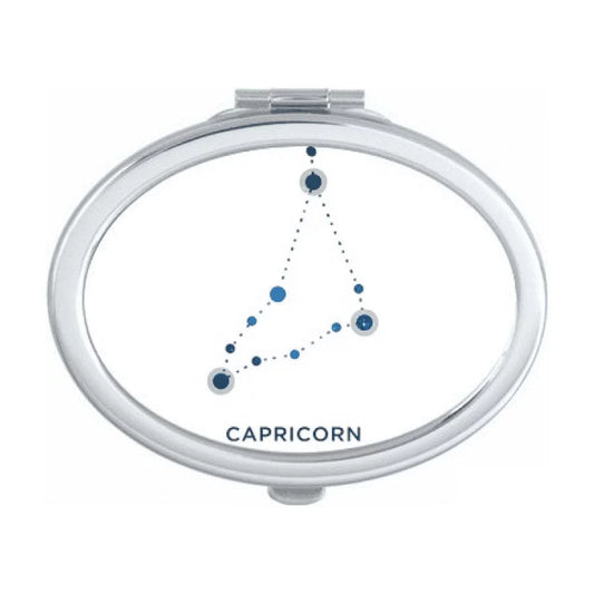 Capricorn Constellation Sign Zodiac Oval Mirror Portable Fold Hand Makeup Double Side Glasses