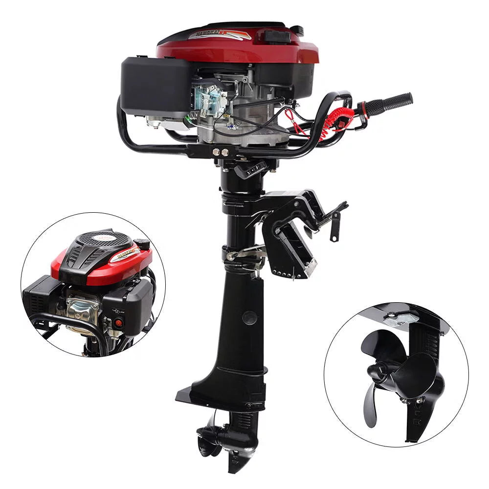 Wuzstar 4-Stroke 7 Outboard Motor Fishing Boat Yacht Engine Motor Air Cooling 196CC