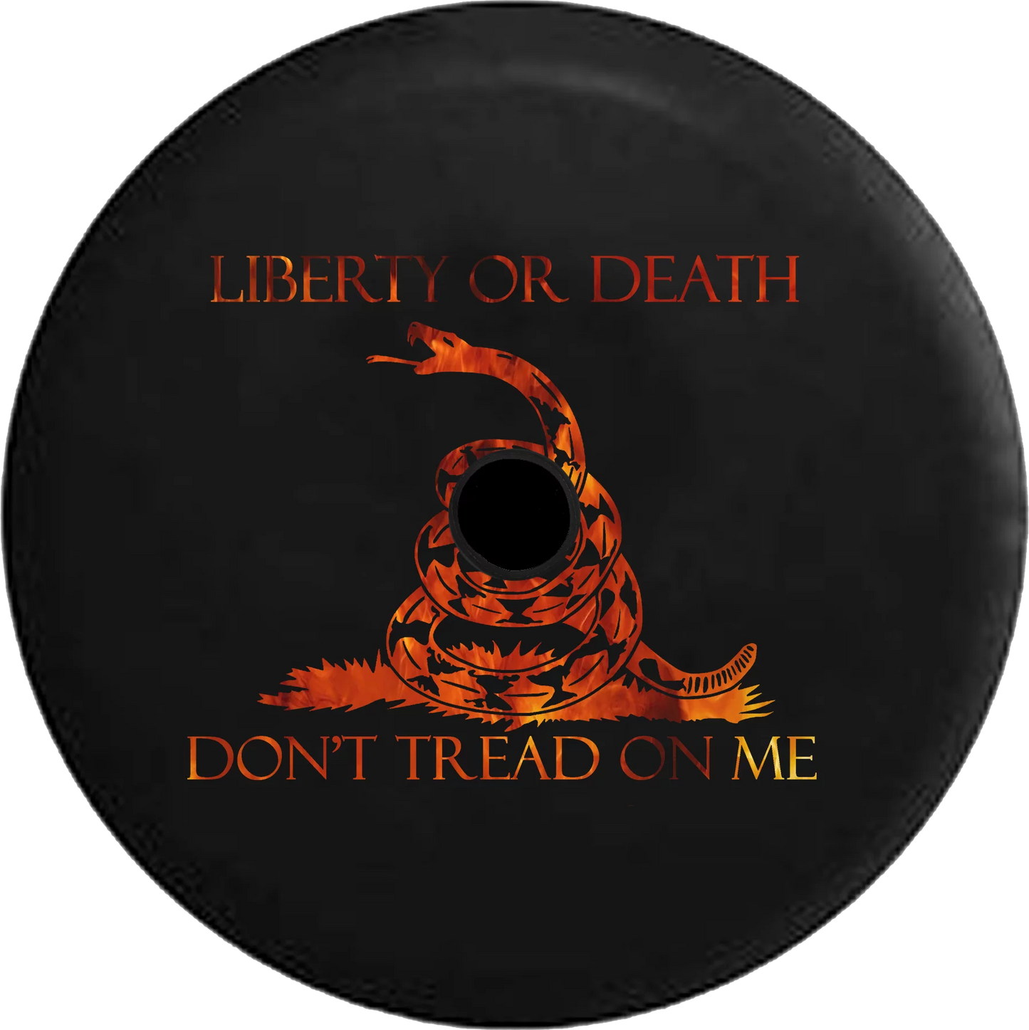 2018 2019 Wrangler JL Backup Camera Liberty or Death Don't Tread on Me Snake Flames Fire Spare Tire Cover for Jeep RV 33 Inch