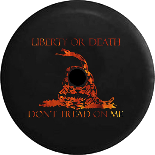 2018 2019 Wrangler JL Backup Camera Liberty or Death Don't Tread on Me Snake Flames Fire Spare Tire Cover for Jeep RV 33 Inch