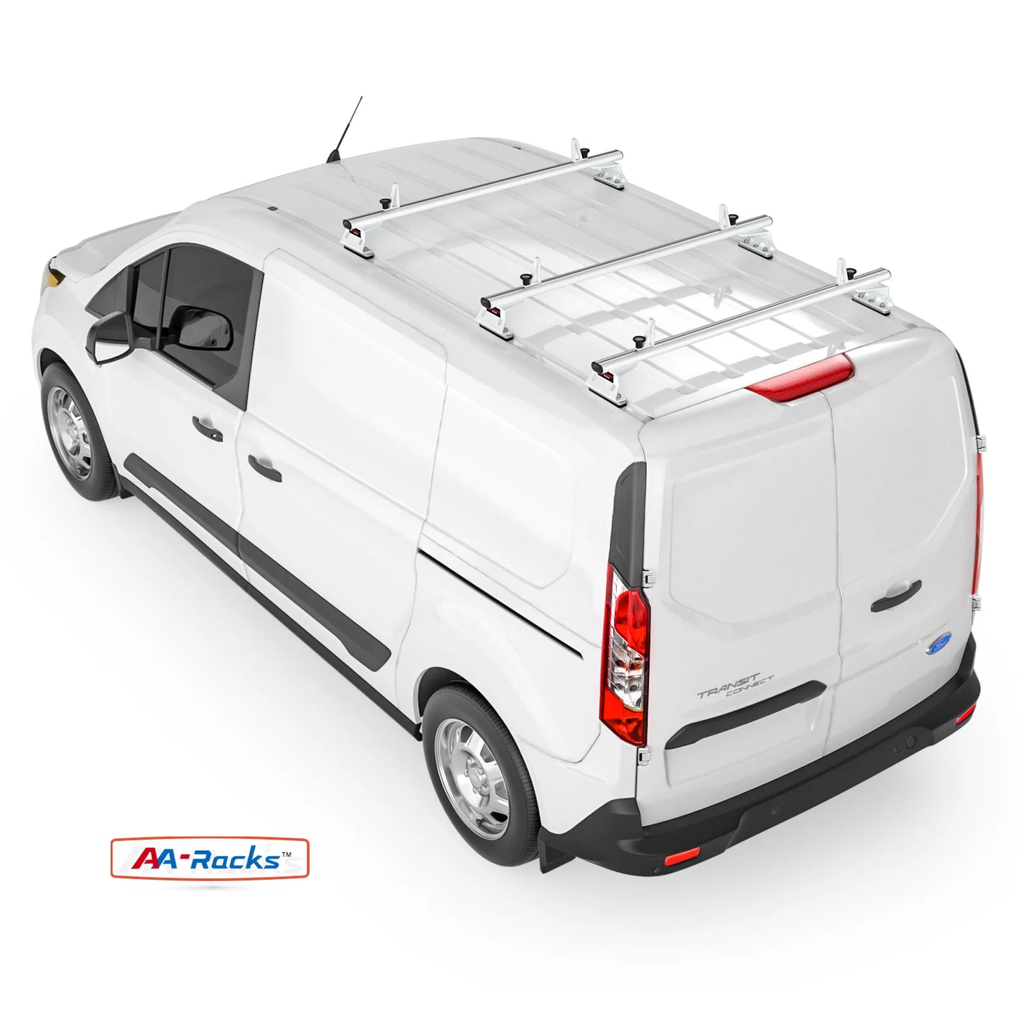 AA-Racks Model AX312 Aluminum Van Roof Rack Cross Bars Fits for 2013-On NV200/ 2014-On Transit Connect/ 2013-2017 City Express, 3 Bar 50'' - White