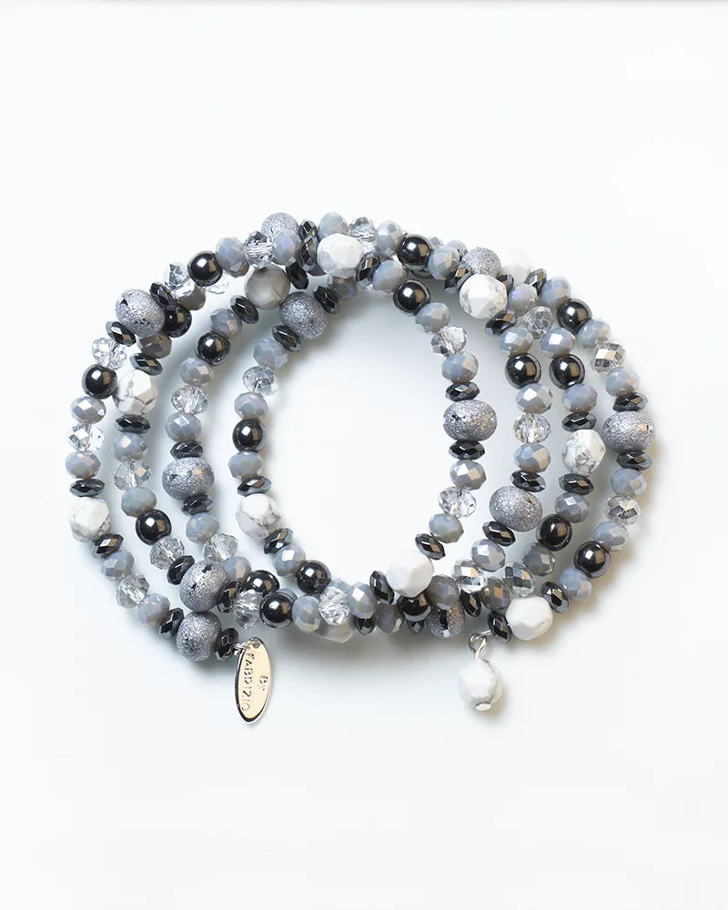 By Fabrizio Design Gioconda Positano Memory Bracelet for Women with white Howlite, Crystals & Pearls for Women