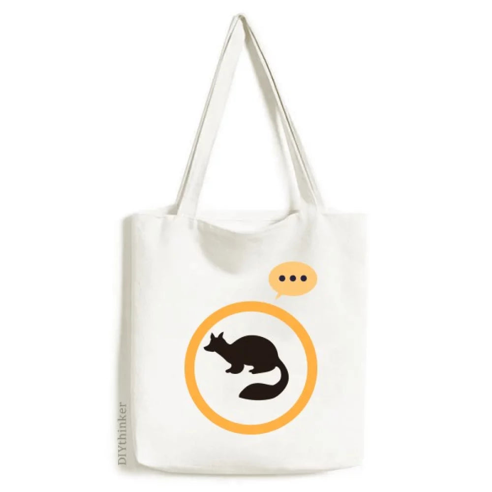 Black Marten Animal Portrayal Expression Sack Canvas Tote Shoulder Bag