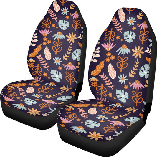 Xoenoiee Car Saddle Covers High Back Design for Front Seats, Vintage Flowers Pattern Universal Fit Vehicle Saddle Cushion Protectors for SUV, Pickup Truck, Sedan - Pack of 2