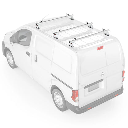 AA-Racks Model AX312 Aluminum Van Roof Rack Cross Bars Fits for 2013-On NV200/ 2014-On Transit Connect/ 2013-2017 City Express, 3 Bar 50'' - White