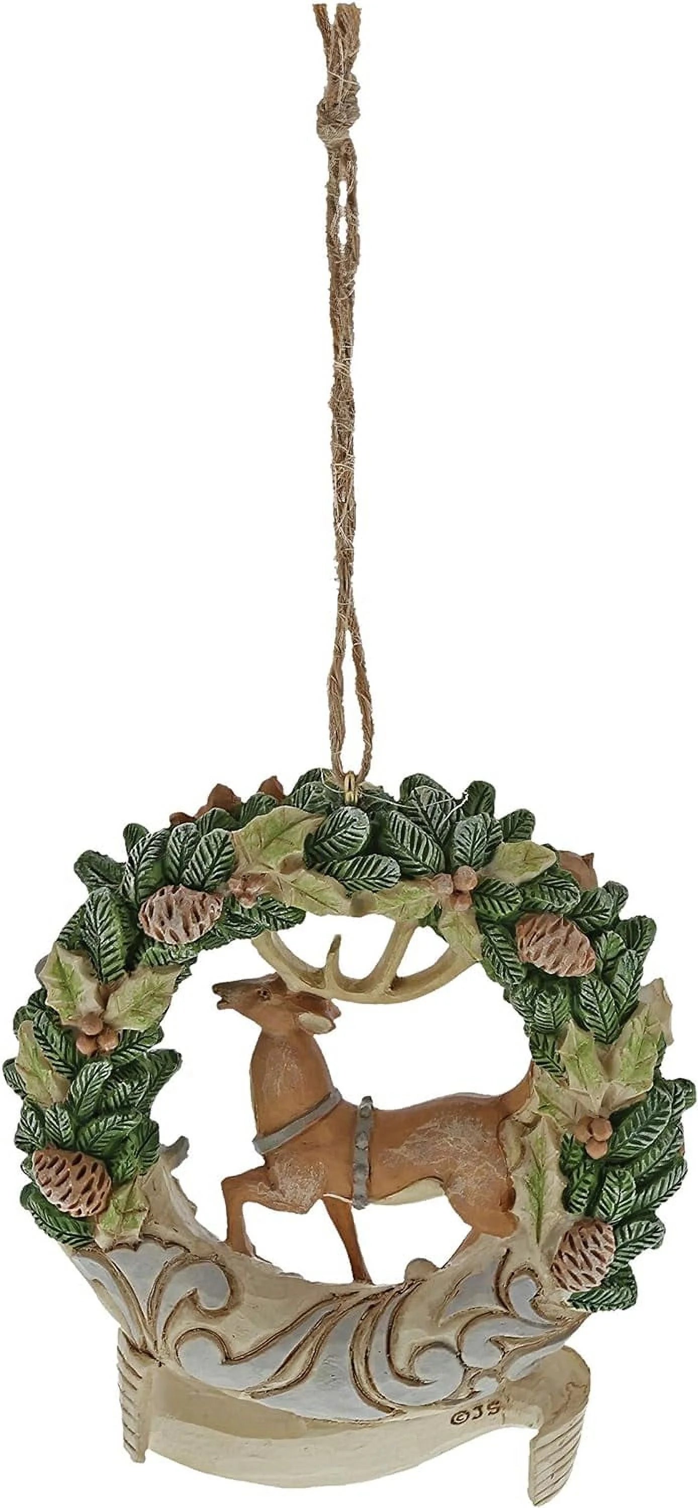 2019 Jim Shore Heartwood Creek Woodland Deer Wreath Christmas Ornament 6004175