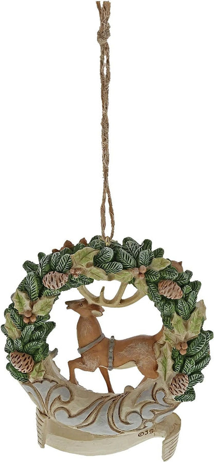 2019 Jim Shore Heartwood Creek Woodland Deer Wreath Christmas Ornament 6004175