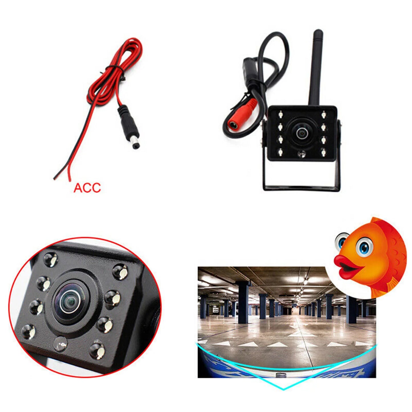 WiFi Wireless Reverse Backup Camera with LED Night Vision, Suitable for Automobiles and Commercial Vehicles