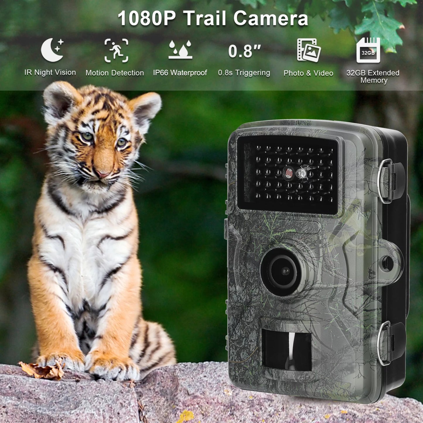 Tomshoo Capture Wildlife Moments with our 16MP 1080P Portable Trail Camera IP66 Waterproof, Infrared Lights