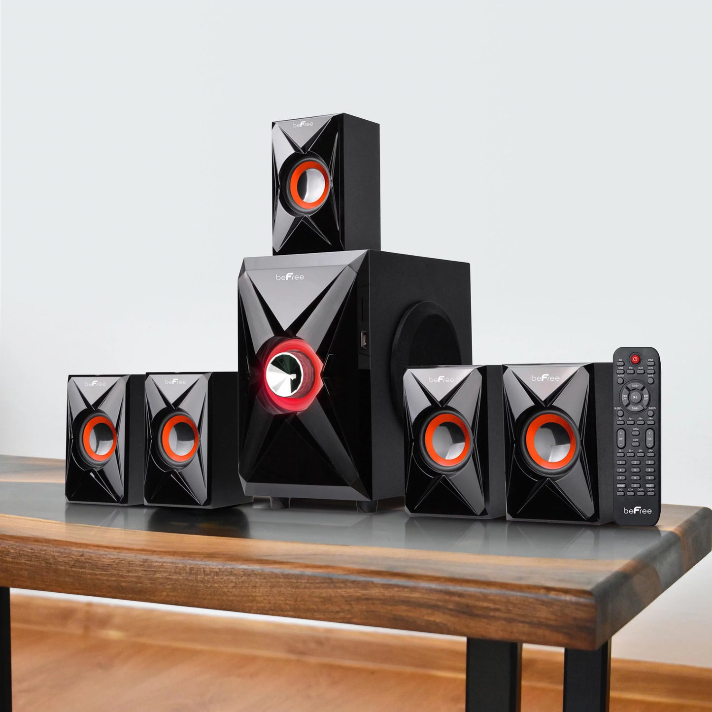 beFree Sound 5.1 Channel Bluetooth Surround Sound Speaker System in Orange