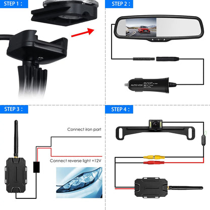 AUTO-VOX T1400 Upgrade OEM Look Wireless Backup Camera for Car/Trucks, No Interference, Rear View Mirror Camera Monitor with Waterproof Super Night Vision Back Up Camera