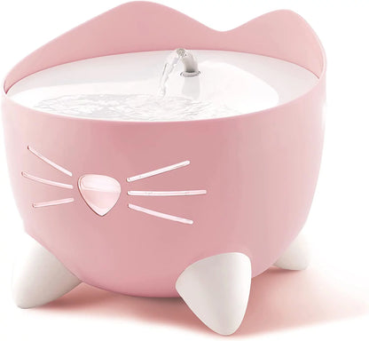 Catit PIXI Drinking Fountain Cat Water Fountain with Triple Filter and Ergonomic Drinking Options, Pink