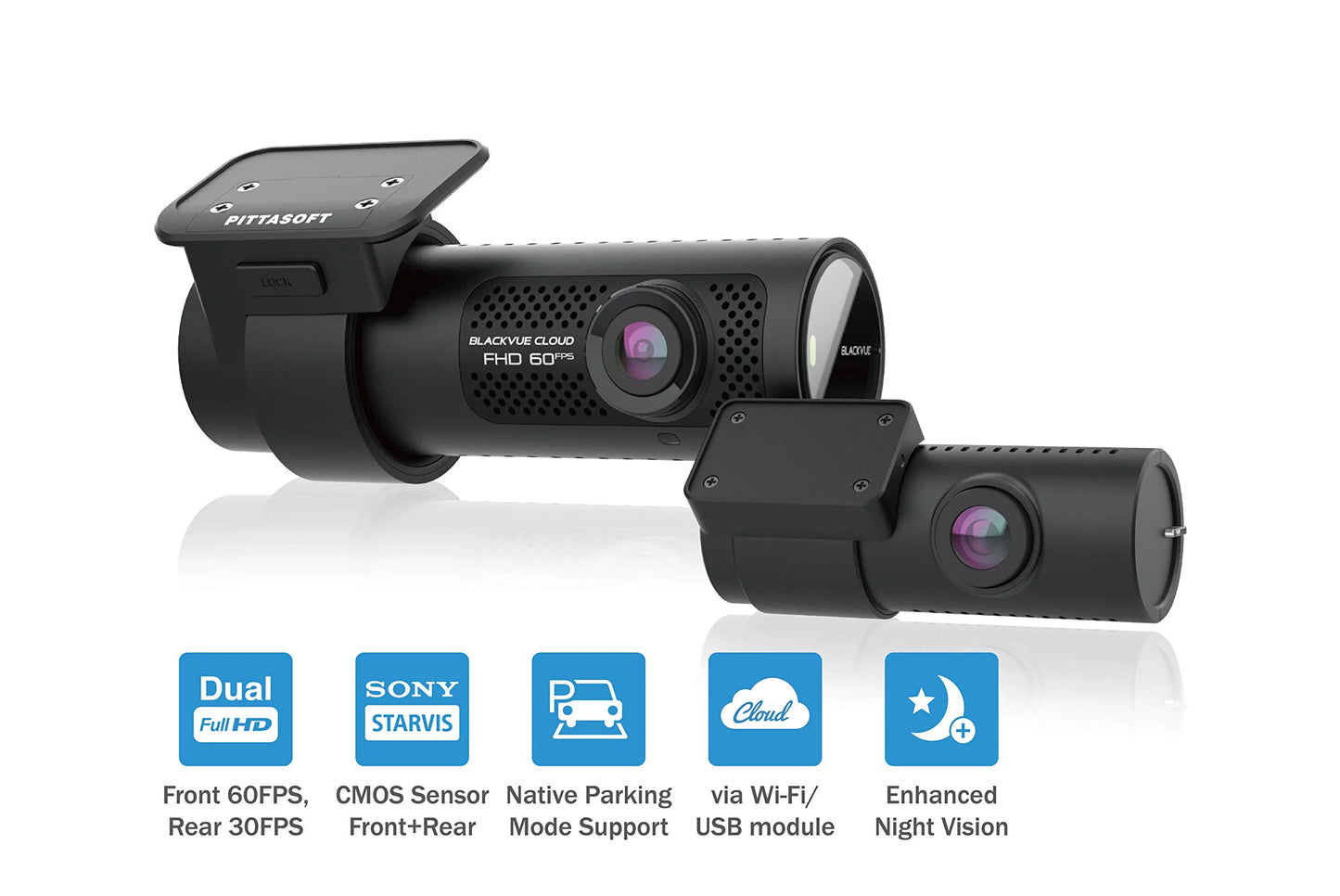 BlackVue DR750X-2CH Plus 64GB | Dual Full HD Cloud Dashcam | Back-Illuminated STARVIS Image Sensor | Built-in Wi-Fi, GPS, Parking Mode Voltage Monitor | LTE via Optional LTE Module