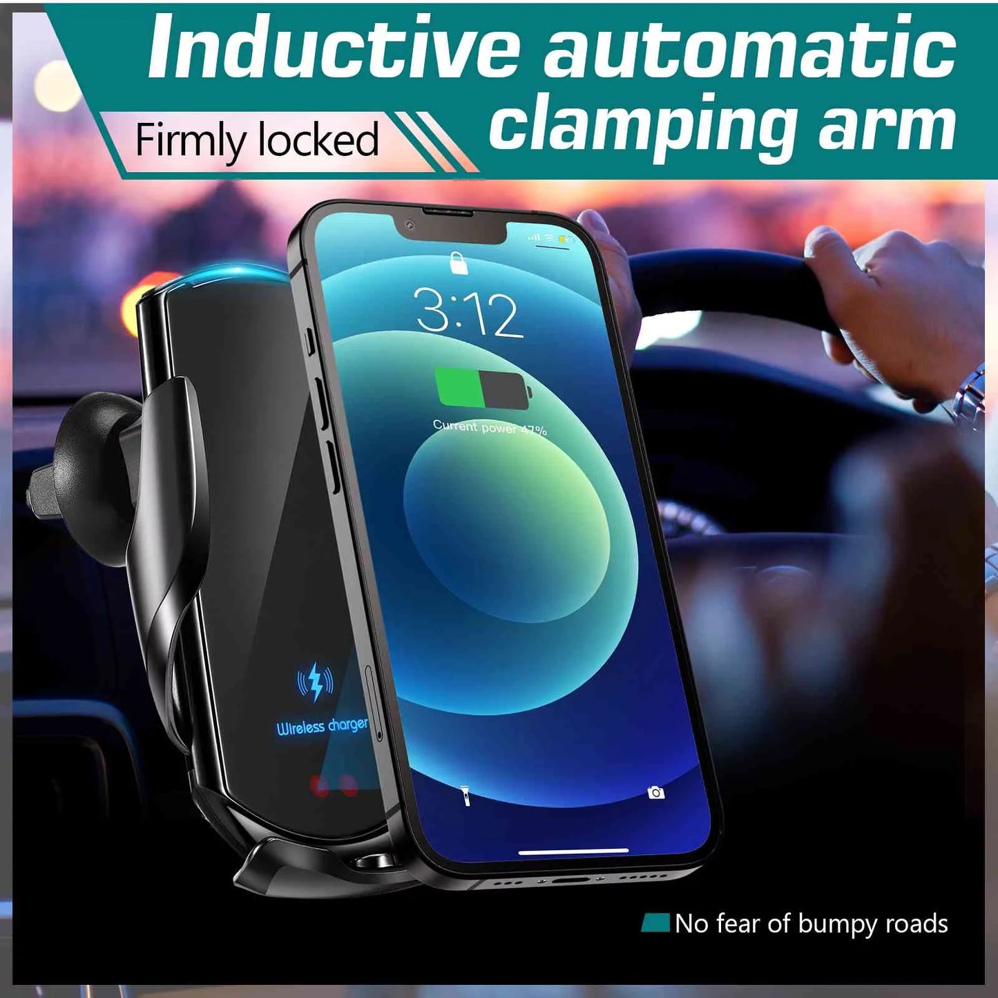 15W Fast Wireless Car Charger: Auto-Clamping Phone Holder Mount for Nokia Lumia 920 - Optimal Charging on the Go