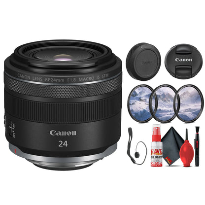 Canon RF 24mm f/1.8 Macro IS STM Lens (5668C002) + Filter Kit + Cap Keeper + Cleaning Kit