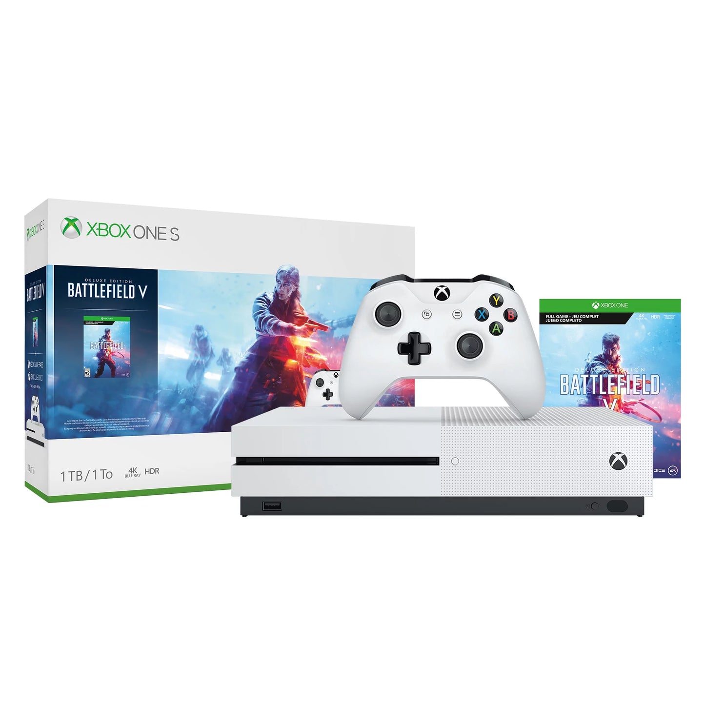 Xbox One S 1TB Battlefield V Bundle, White, 234-00679