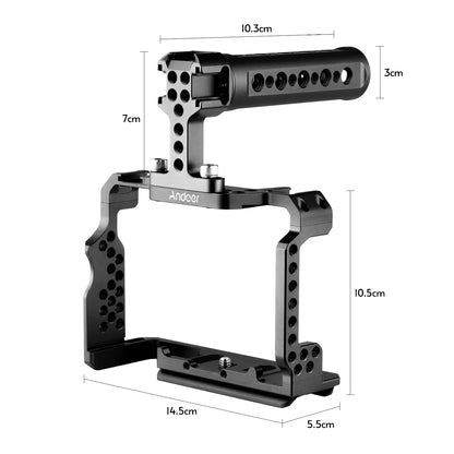 7299 Aluminum Alloy Cage Kit with Video Rig Handle Grip Replacement for Sony A7R III/ A7 II/ A7III