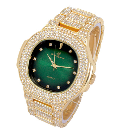 Bling-ed Out Cuban Bracelet with Oblong Iced Look Hip Hop Watch - ST10235 DX CB