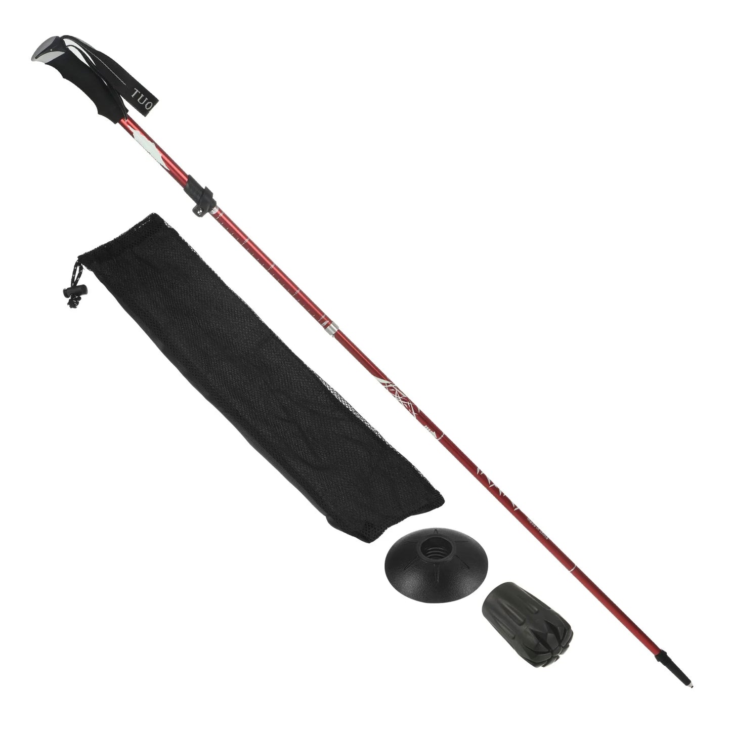 Uxcell Trekking Poles, Collapsible Hiking Pole 51 Inch Aluminum Alloy, Red