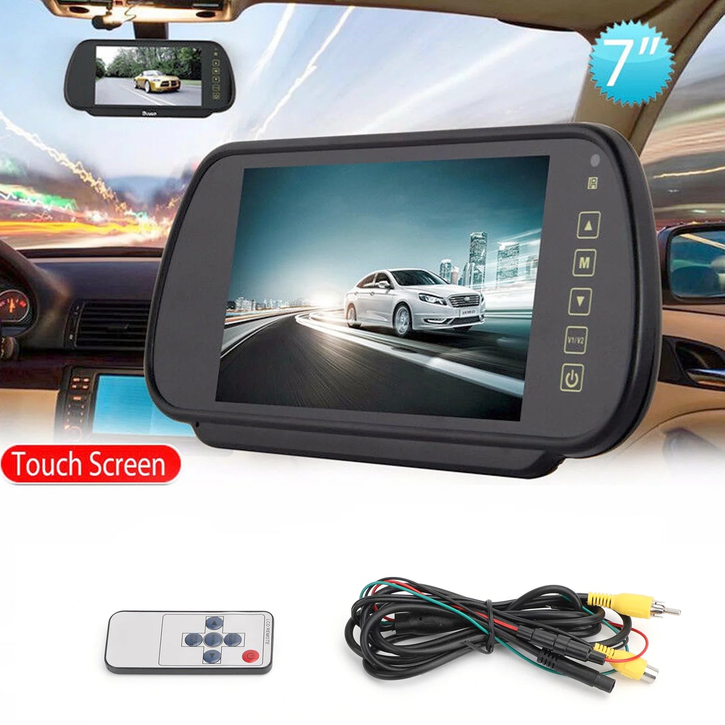 7" LCD Car Rear View MonitorSensors Lens Screenfor Bus Car Reversing Camera