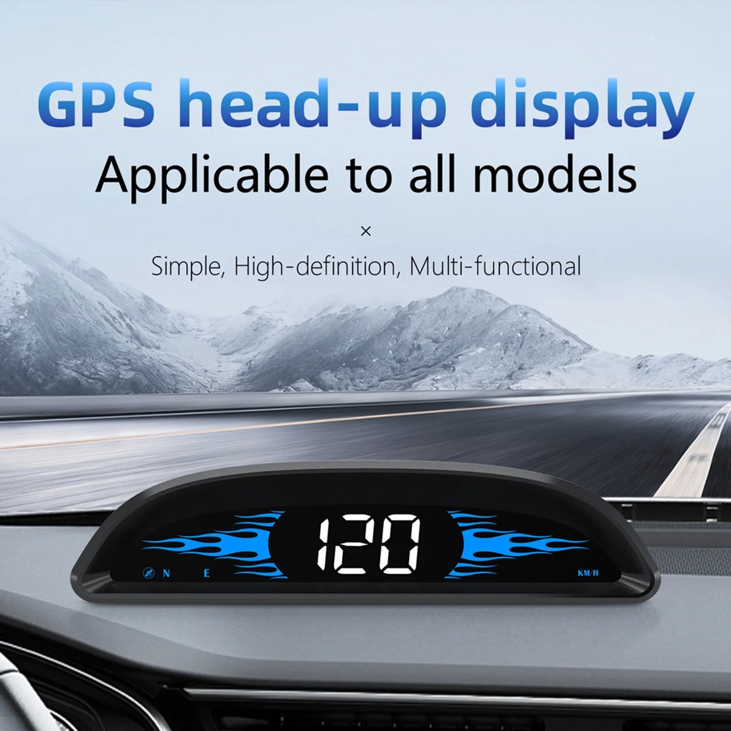 Andoer GPS Navigation Head-up Display for Vehicles, Speedometer, Time, Direction, Mileage, Overspeed Alarm