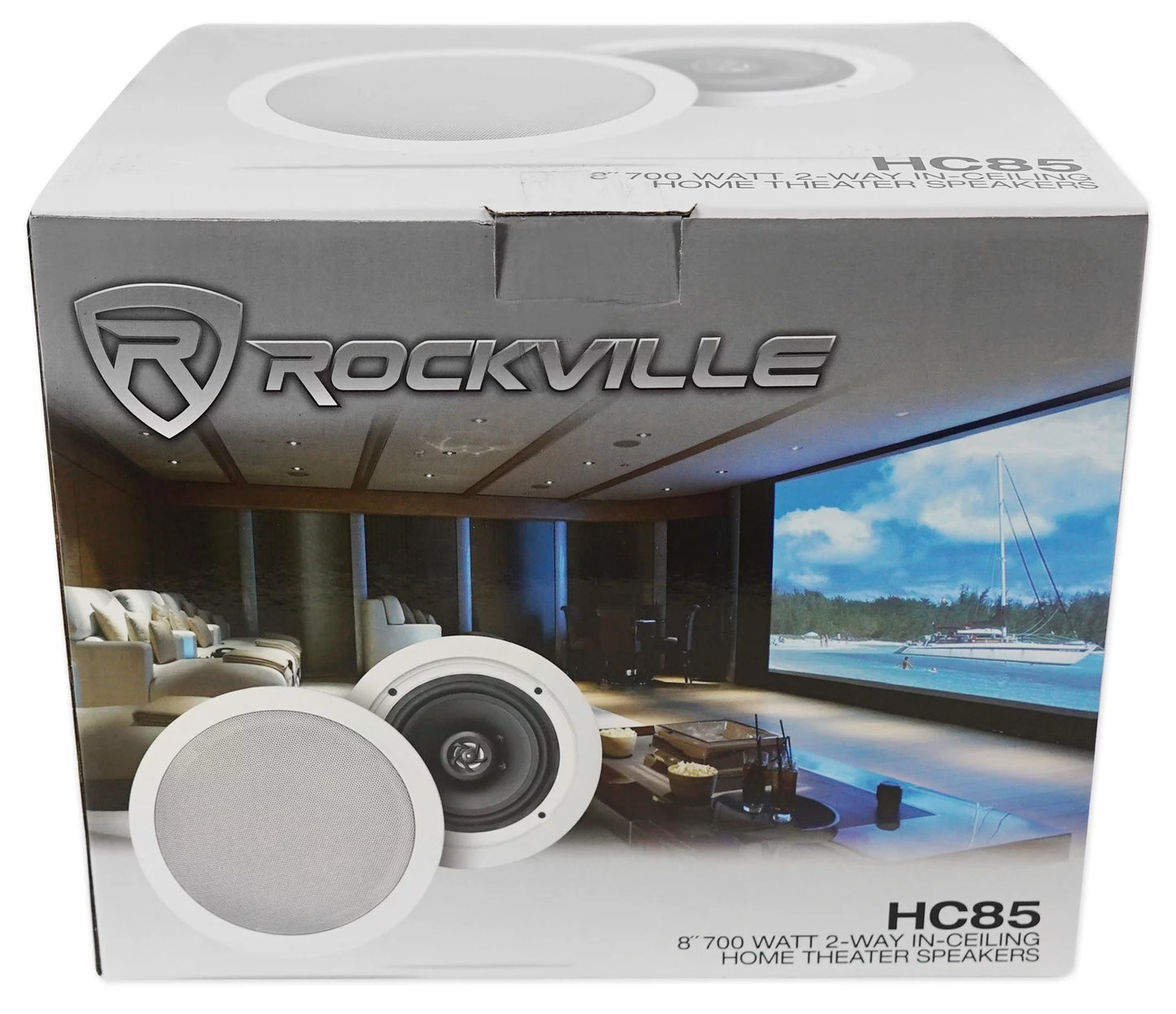 Rockville 4-Room Home Audio Kit Stereo+8 White 8" Ceiling Speakers+Wall Controls