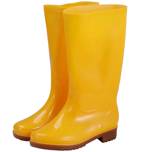 Women's Mid-calf Rain Boots, Waterproof Rain Footwear, Lightweight Garden Shoes, Fashionable Yellow Rain Boots for Gardening Cleaning And Outdoor Works