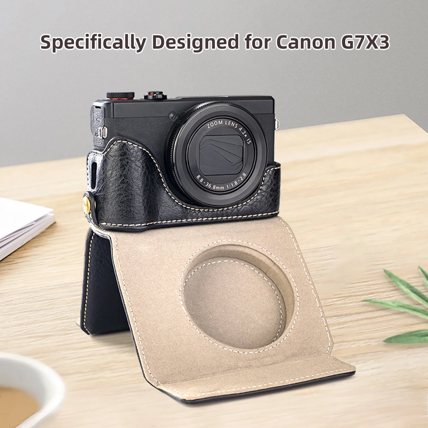 Shinysix Camera Bag,Case Pu Leather Pu Leather Camera Removable Compatible With Leather Camera With