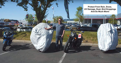 Weatherproof Motorcycle Cover Compatible With 2016 Beta Evo 300 - Outdoor & Indoor - Protect From Rain Water, Snow, Sun - Built In Reinforced Securing Straps - Durable Material - Free Storage Bag