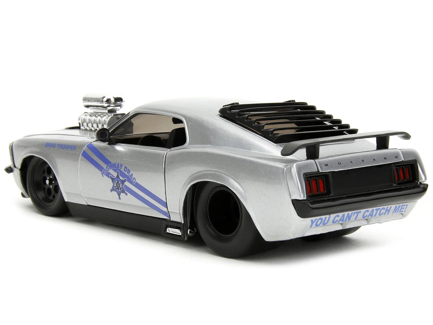 1970 Ford Mustang Boss 429 Silver Metallic Highway Drag - Drag Trooper Bigtime Muscle Series 1/24 Diecast Model Car by Jada