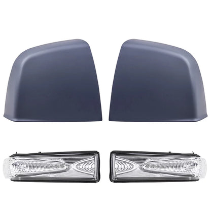 Brock Aftermarket Replacement Driver Left Passenger Right Door Mirror Cover Paint To Match Gray And Turn Signal Light 4 Piece Set Compatible With 2015-2021 RAM Promaster City SLT/Tradesman SLT