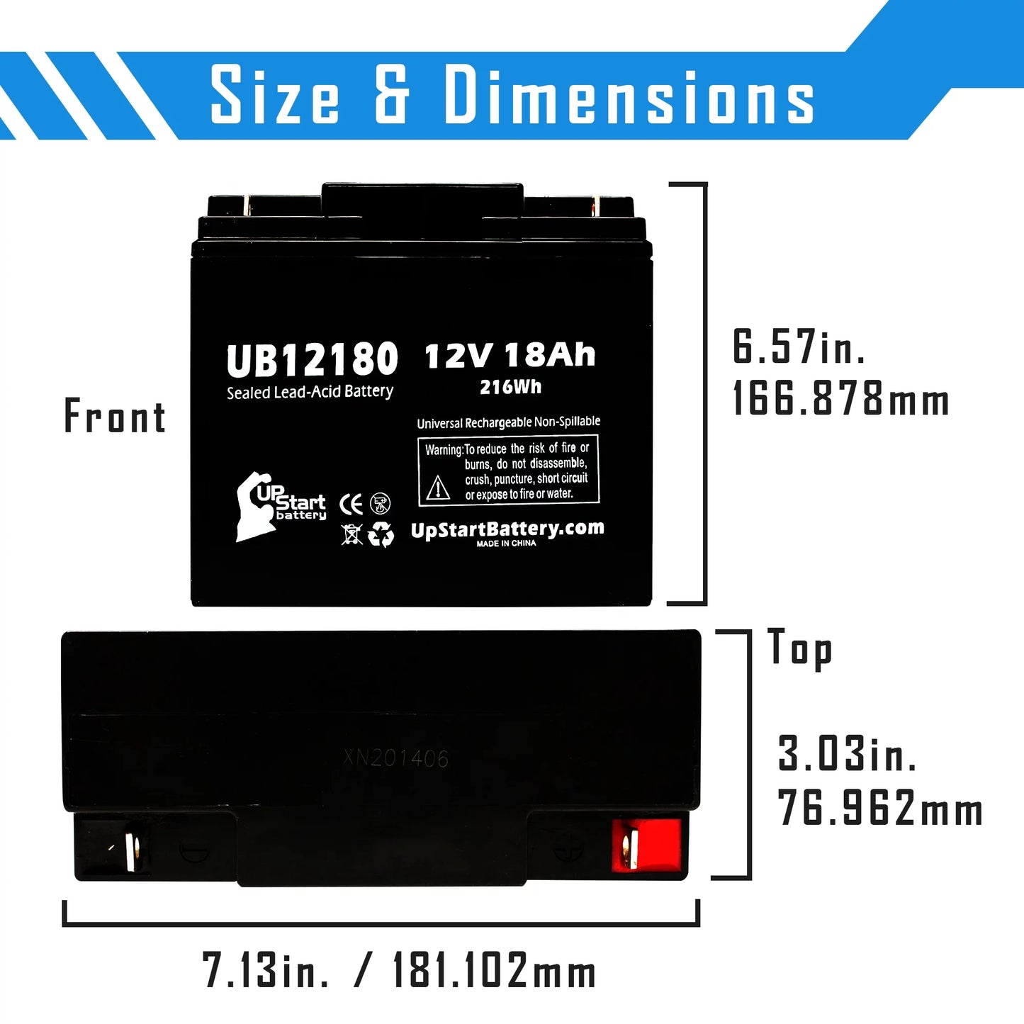 5x Pack - Compatible General Power GPS2K12061 Battery - Replacement UB12180 Universal Sealed Lead Acid Battery (12V, 18Ah, 18000mAh, T4 Terminal, AGM, SLA)