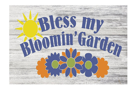 Bless my Bloomin' Garden Home Decor Shabby Chic Metal Gardening Sign - 12" x 8"