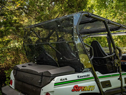 SuperATV Heavy Duty Rear Windshield for 2014+ Kawasaki Teryx 4 800 / 2021+ Teryx 4 S 1/4" Thick Lightly Tinted Polycarbonate 250x Stronger Than Glass Protects You From Flying Debris Made in USA!