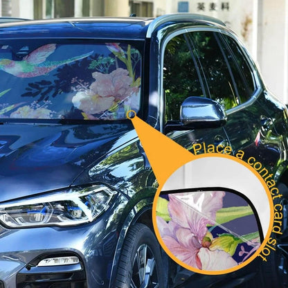 Bestwell Hummingbird Flower Front Windshield Sun Shade Folding Sun Shield Shade,Blocks UV Ray to Keep Your Vehicle Cool Sun Visor Protector for Fits Car SUV Truck,55 x 27.6 Inch