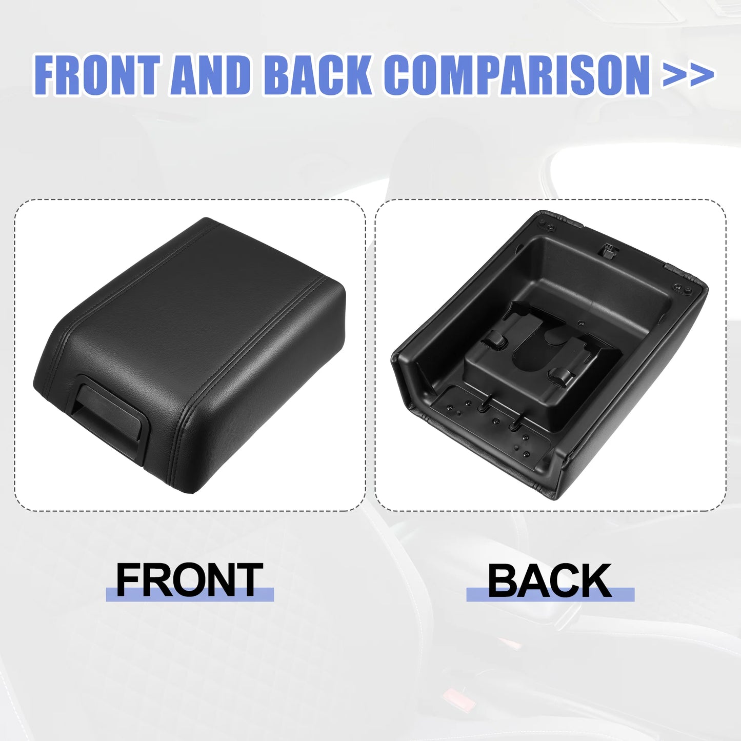 Car Center Console Lid Armrest Saddle Box Cover Protector for Ford F-150 2004-2008 Faux Leather Black