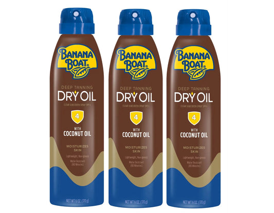 Banana Boat UltraMist Deep Tanning Dry Oil - SPF 4 - 6oz (Pack of 3)