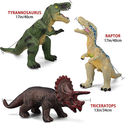 6 Piece Jumbo Dinosaur Toys for Kids and Toddlers, 13-17 Inches Blue Velociraptor T-Rex, Large Soft Dinosaur Toys Set for Dinosaur Lovers - Perfect Dinosaur Party Favors, Birthday Gifts