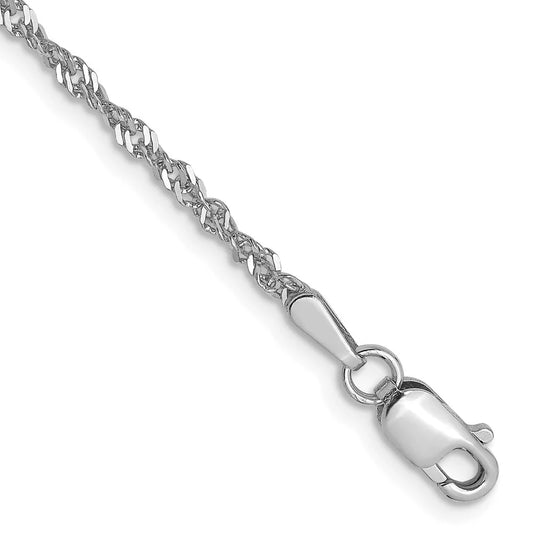 Auriga 14K White Gold 1.6mm Singapore Chain Bracelet 7 inch for Women