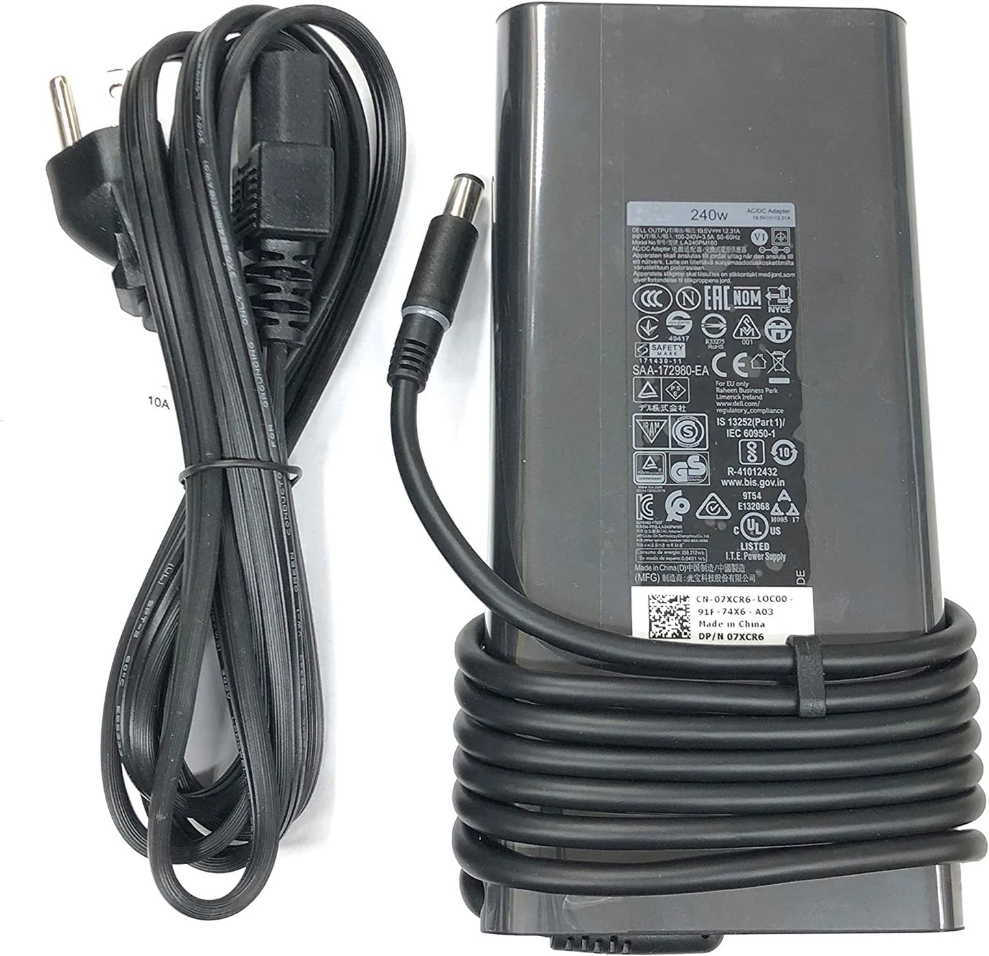 240W 19.5V 12.3A AC Adapter with Power Cord for Alienware M17 7.4 * 5.0mm Charger