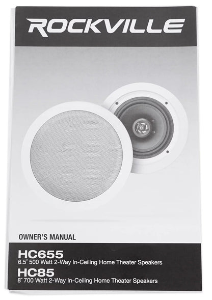 Rockville 4-Room Home Audio Kit Stereo+8 White 8" Ceiling Speakers+Wall Controls