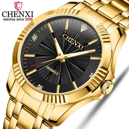 CHENXI Brand Famous Noble Gentlmen Watch Classic Luxury Gold Stainless Steel Quartz Male Watches Fashion Delicate Gift Clock Men